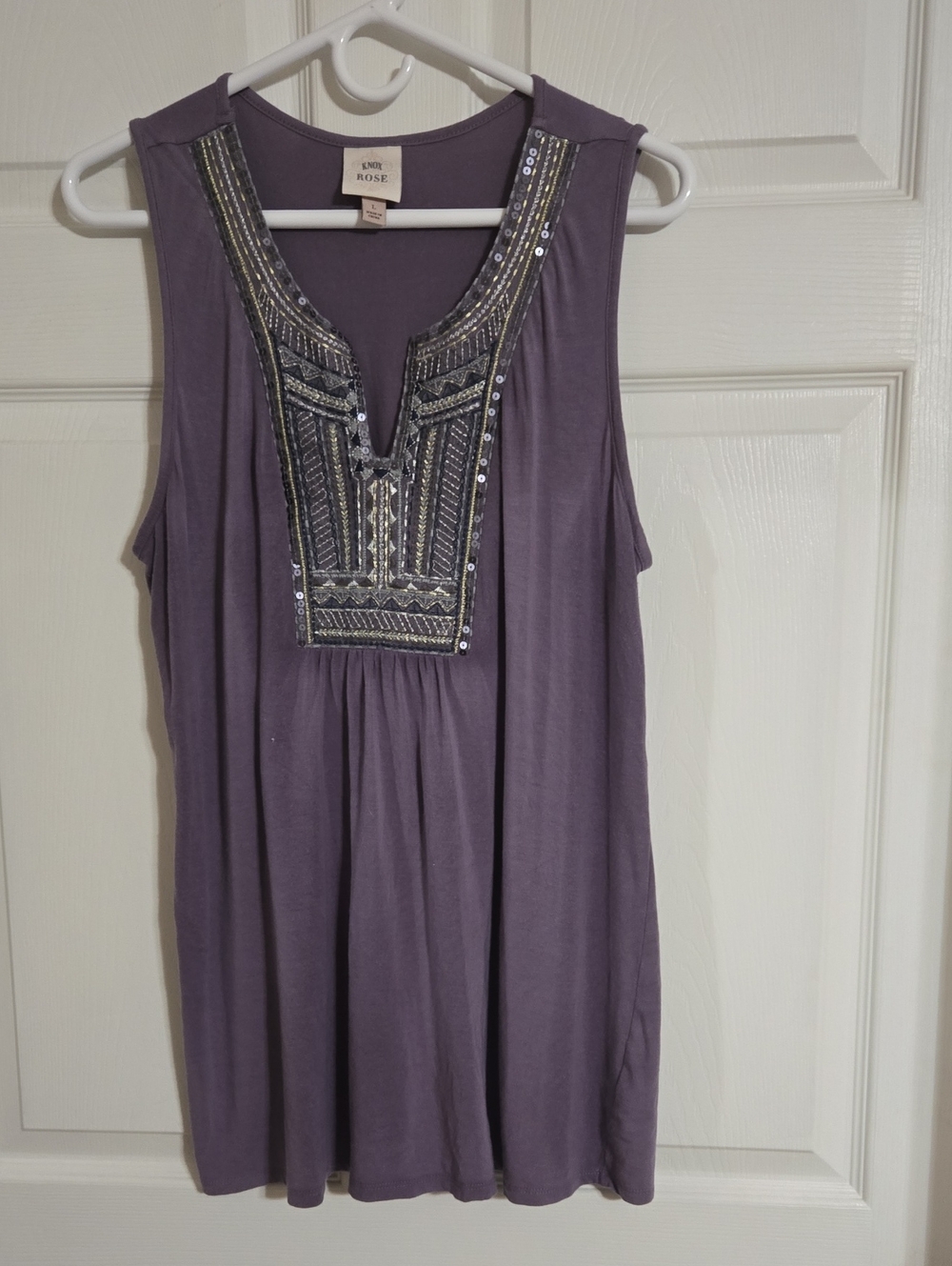 Knox Rose Purple Beaded Sleeveless Tunic